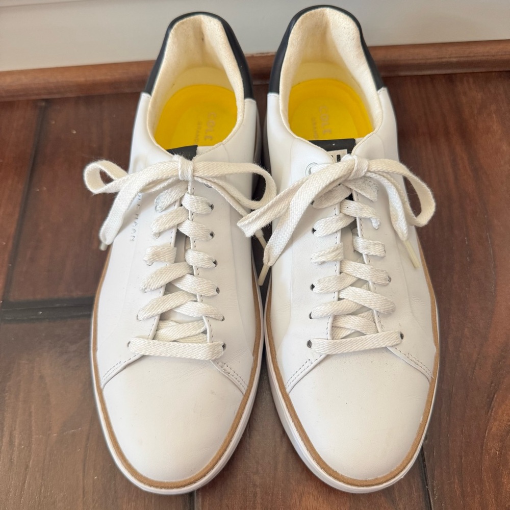 Cole Haan Grandpro Topspin White Leather Sneakers with Black Detail - Picture 4 of 12